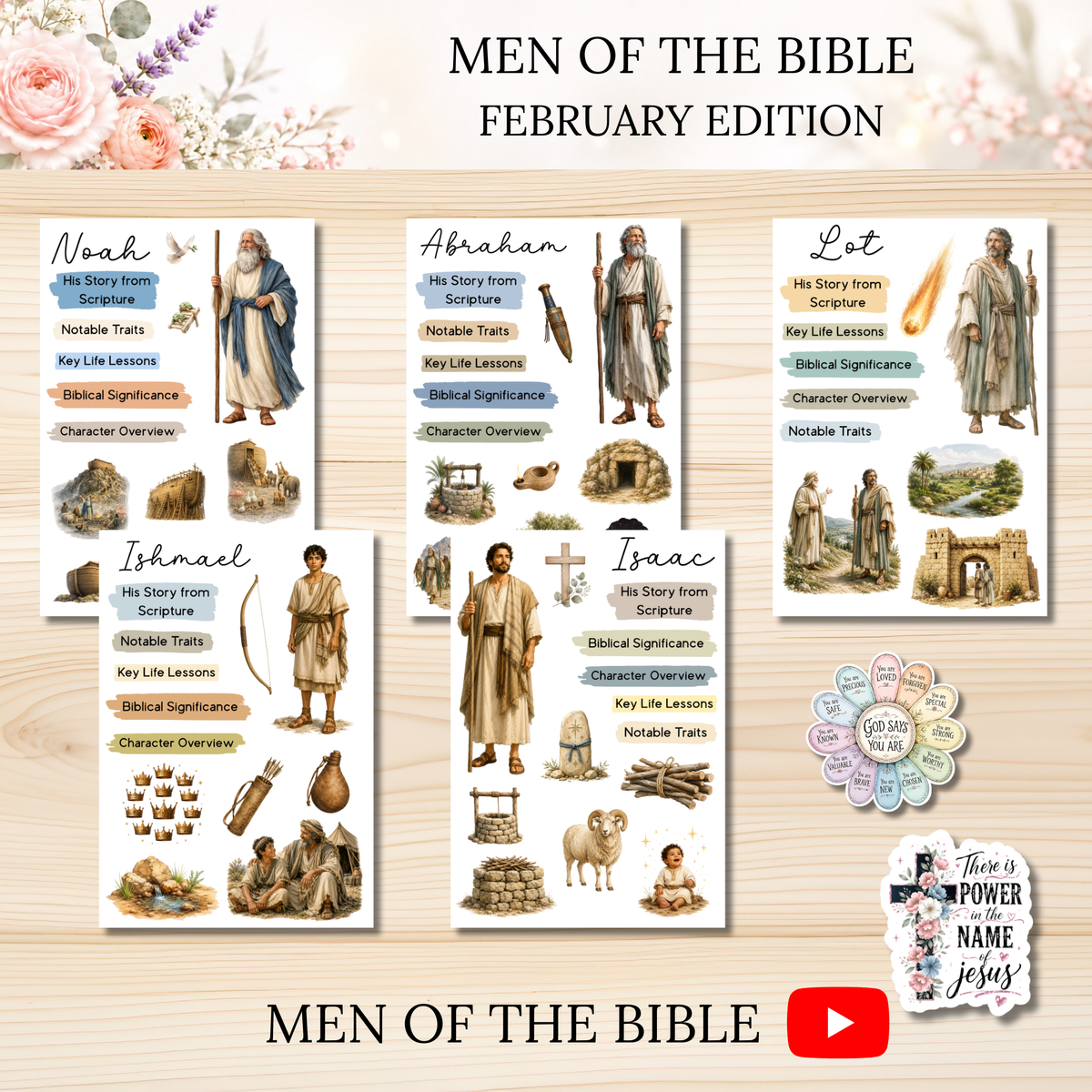 FEBRUARY Men of the Bible Snail Mail Stickers PAST EDITION