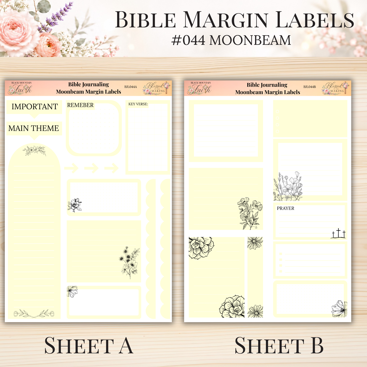 Bible Margin Labels #044 Moonbeam | Physical Sticker Sheets for Scripture Study
