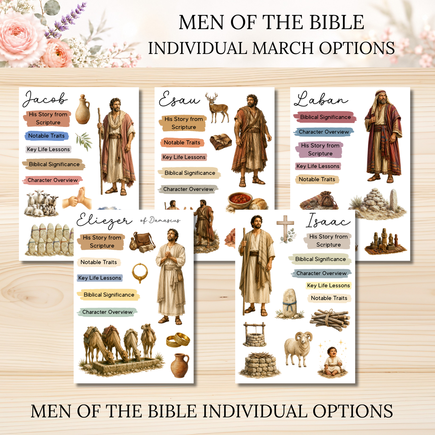 MARCH Men of the Bible Individual Sticker Sheet Options