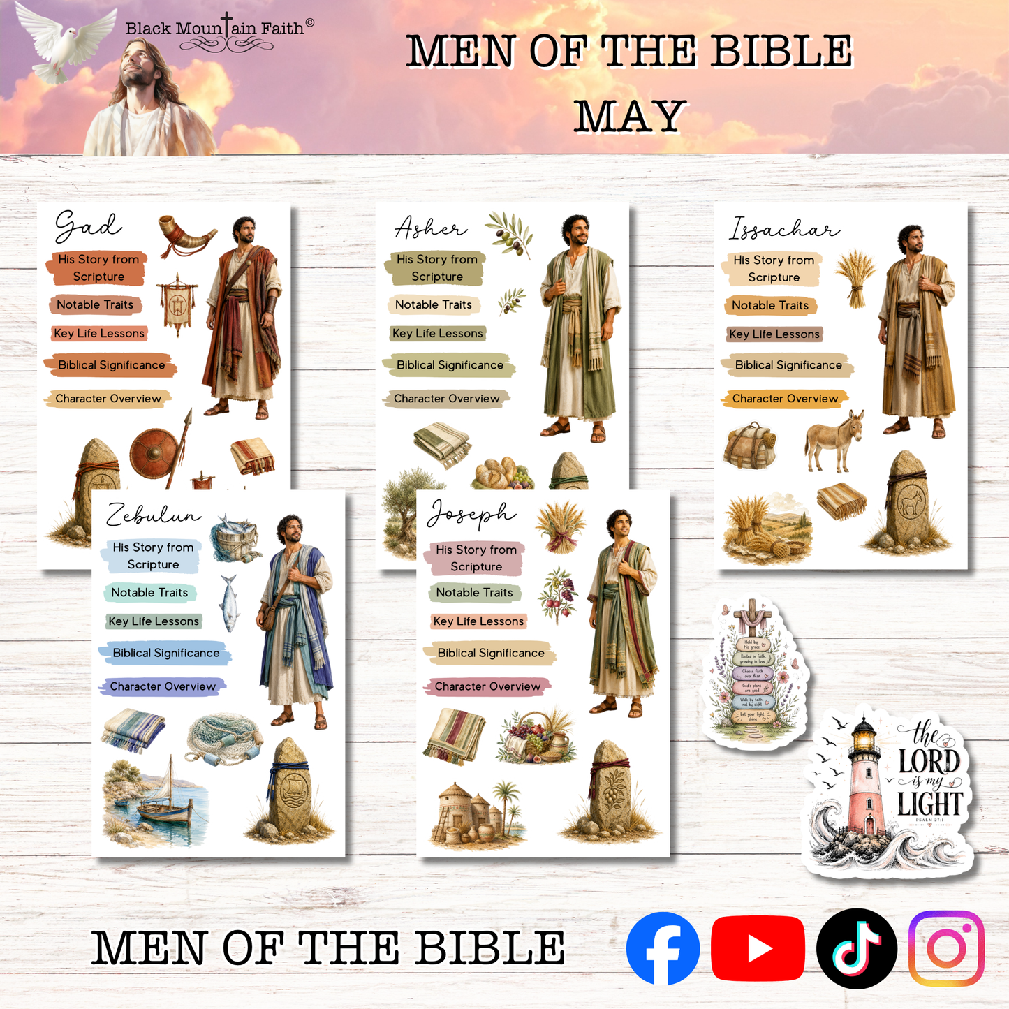 MAY Men of the Bible Snail Mail Stickers Stand Alone Listing