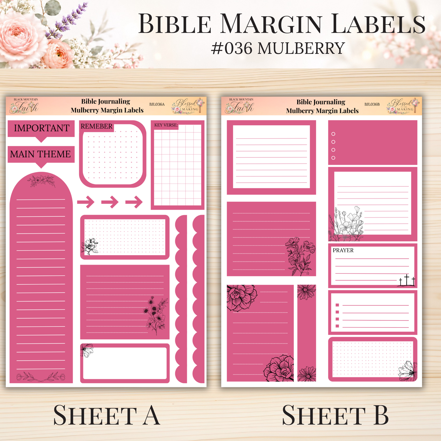Bible Margin Labels #036 Mulberry | Physical Sticker Sheets for Scripture Study