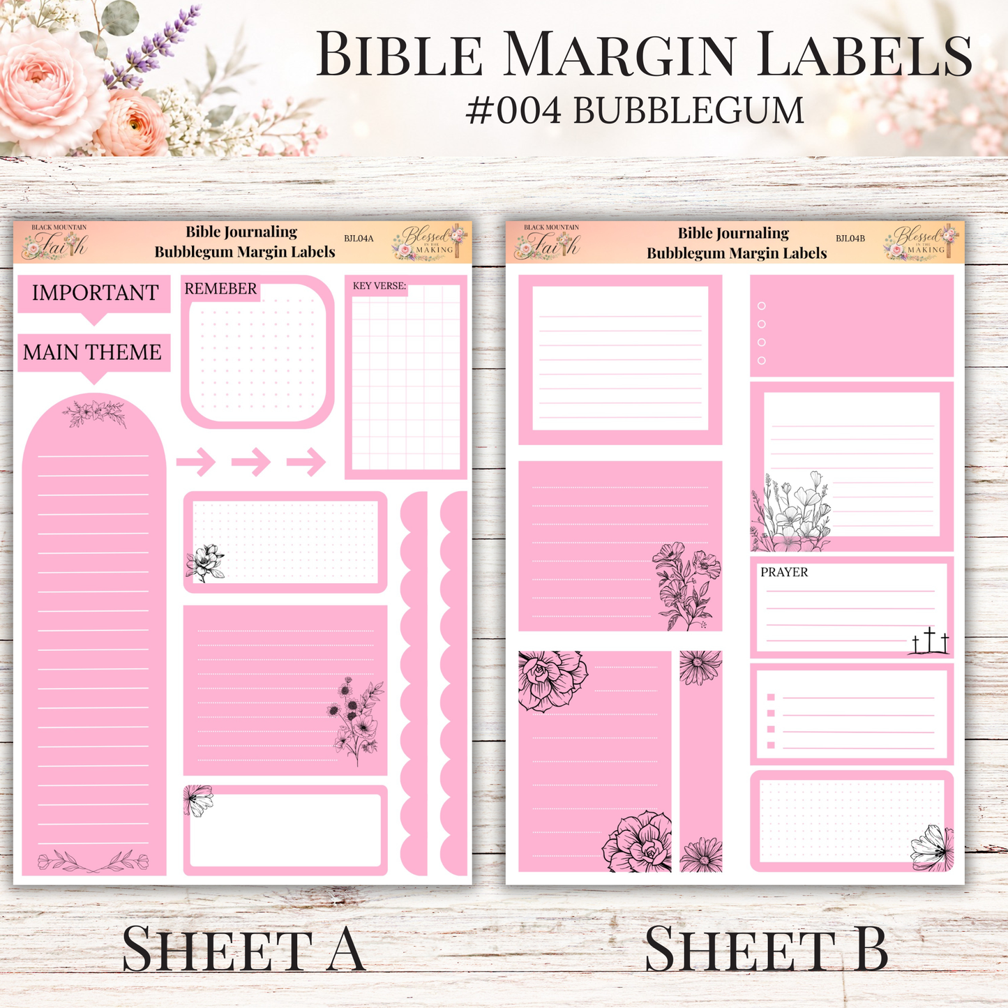 Bible Margin Labels #004 Bubblegum | Physical Sticker Sheets for Scripture Study
