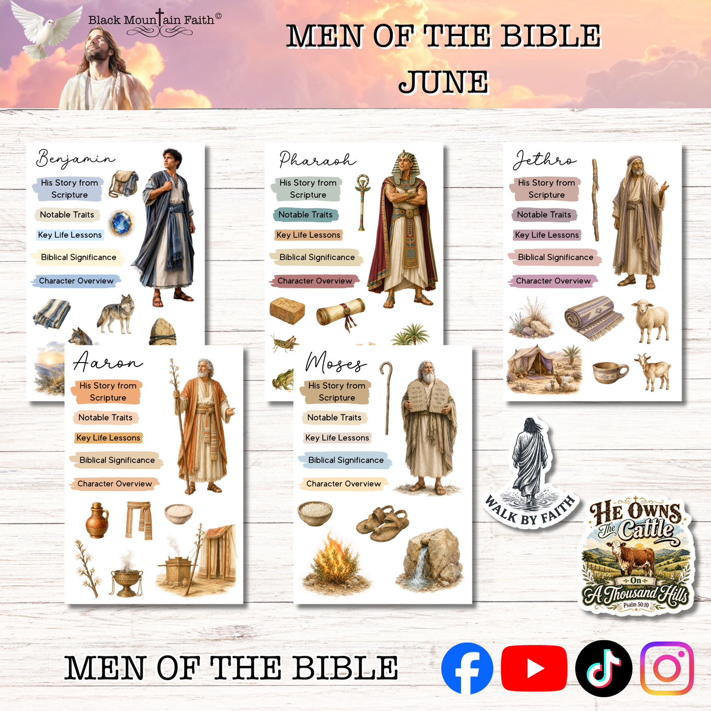 JUNE Men of the Bible Snail Mail Stickers Stand Alone Listing