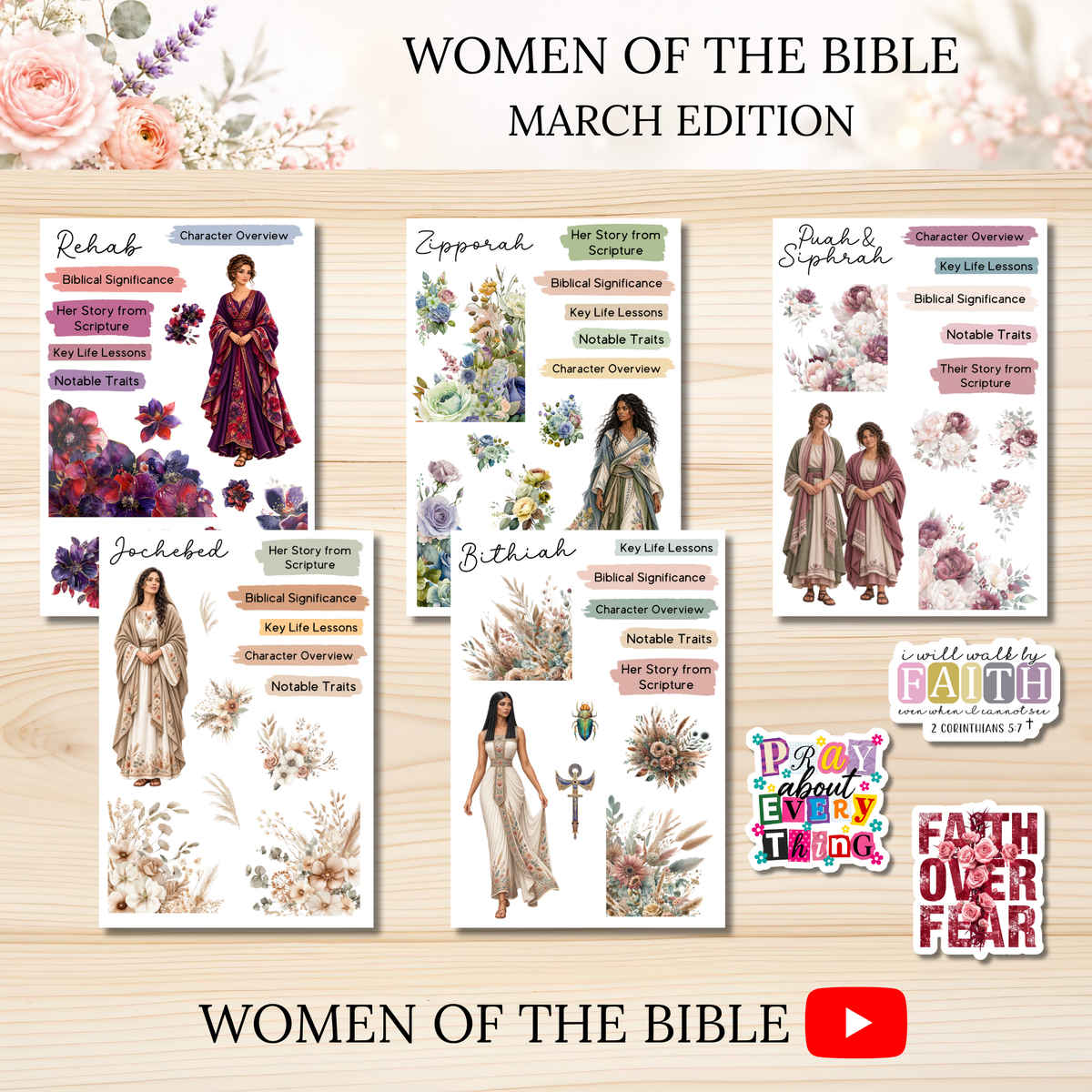 Women of the Bible Snail Mail Stickers MARCH PAST EDITION Listing