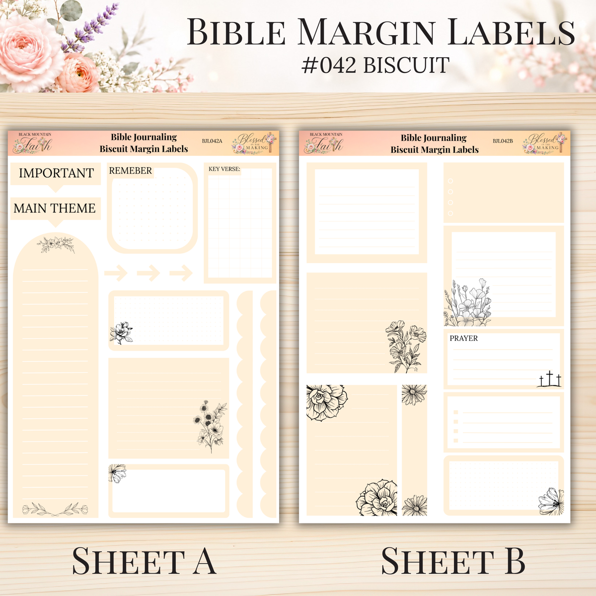 Bible Margin Labels #042 Biscuit | Physical Sticker Sheets for Scripture Study