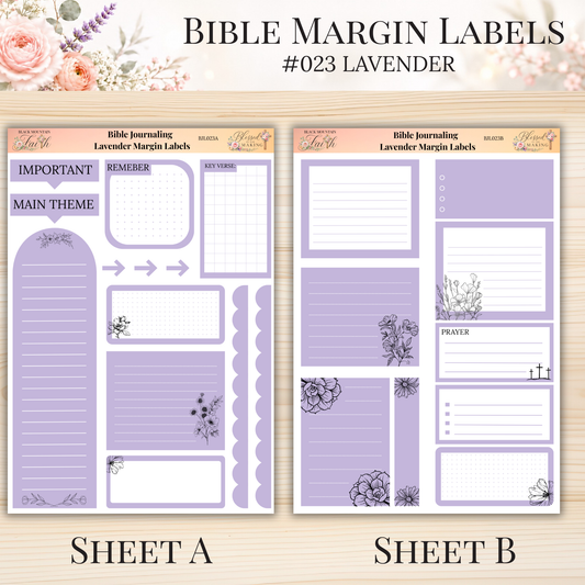Bible Margin Labels #023 Lavender | Physical Sticker Sheets for Scripture Study