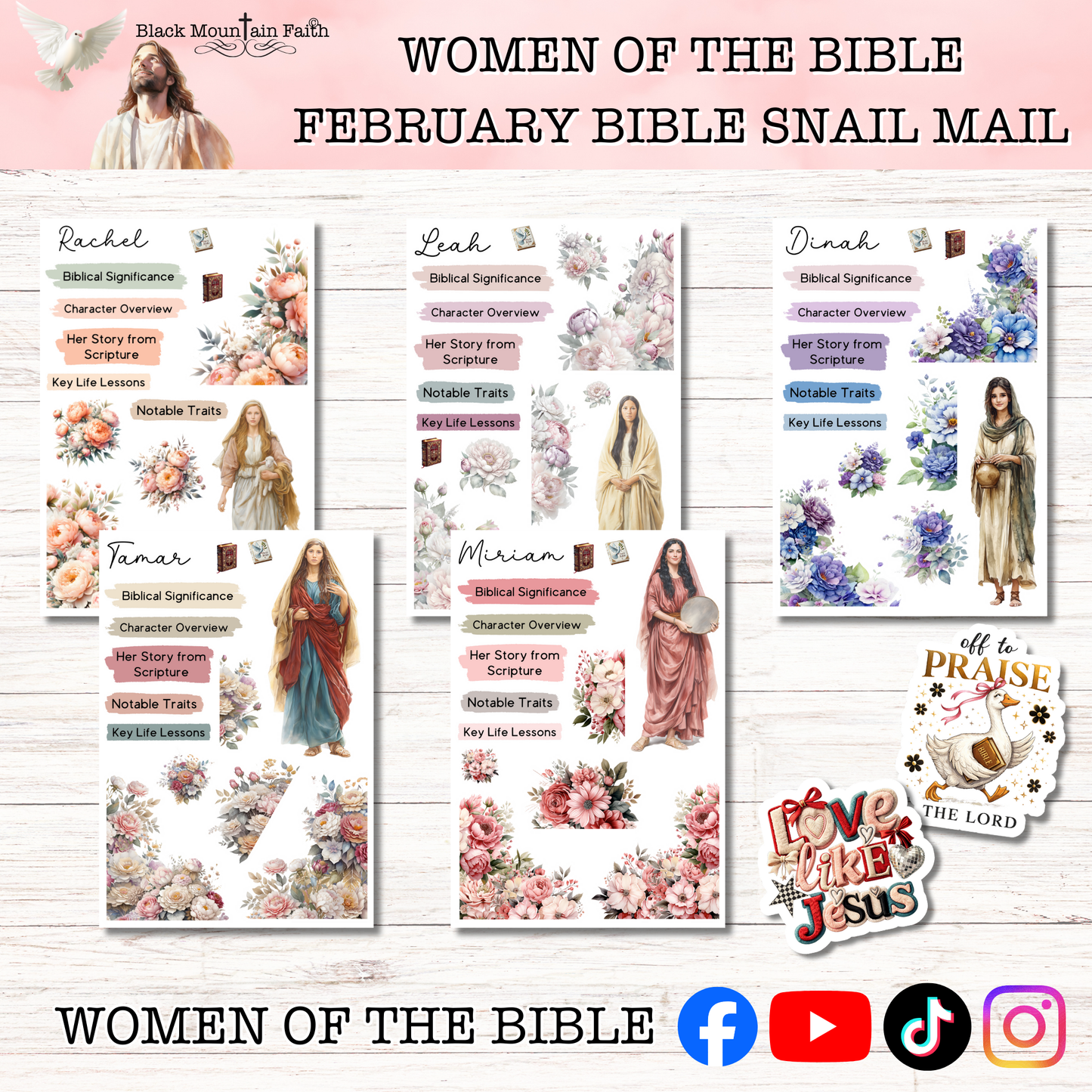 Women of the Bible Snail Mail Stickers FEBRUARY EDITION Stand Alone Listing
