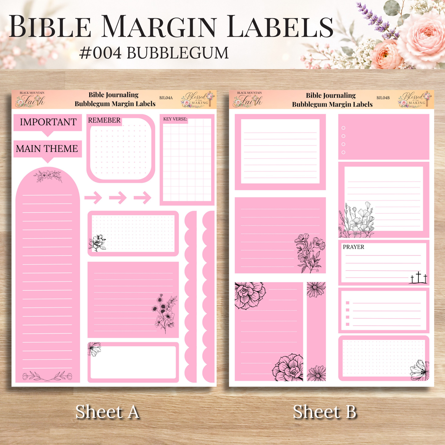 Bible Margin Labels 004 Bubblegum Print & Cut Bible Stickers