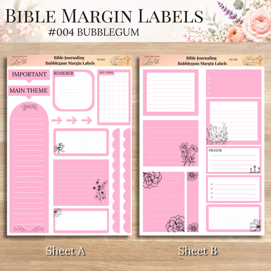 Bible Margin Labels 004 Bubblegum Print & Cut Bible Stickers