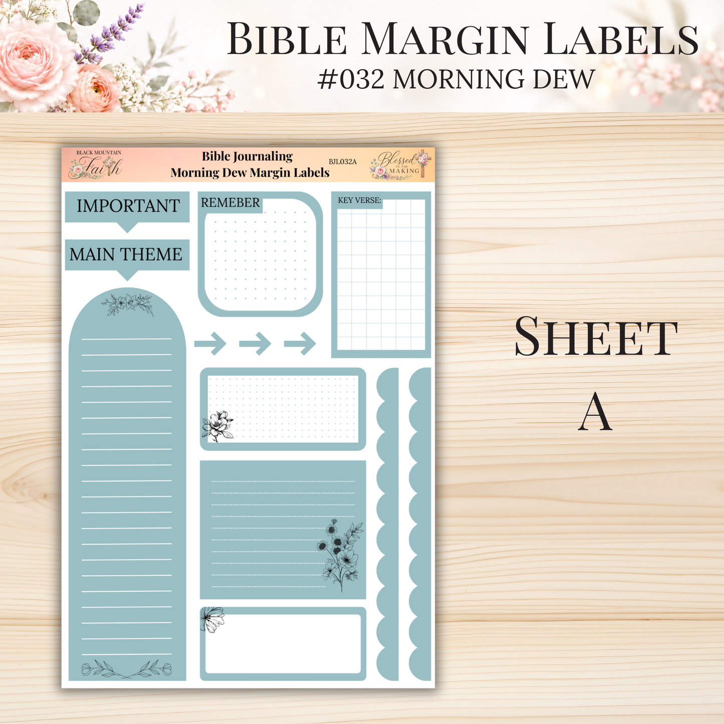 Bible Margin Labels #032 Morning Dew | Physical Sticker Sheets for Scripture Study