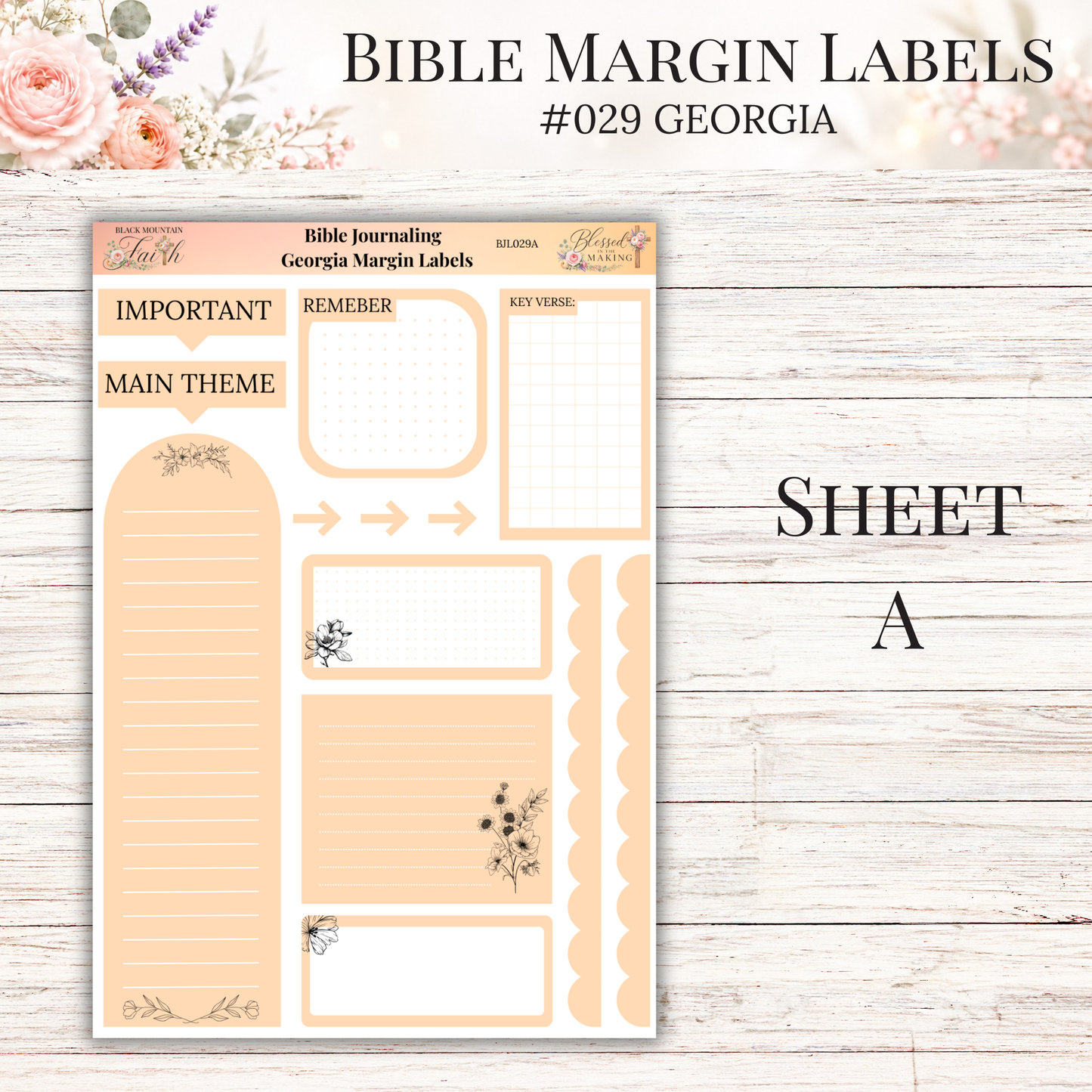 Bible Margin Labels #029 Georgia| Physical Sticker Sheets for Scripture Study