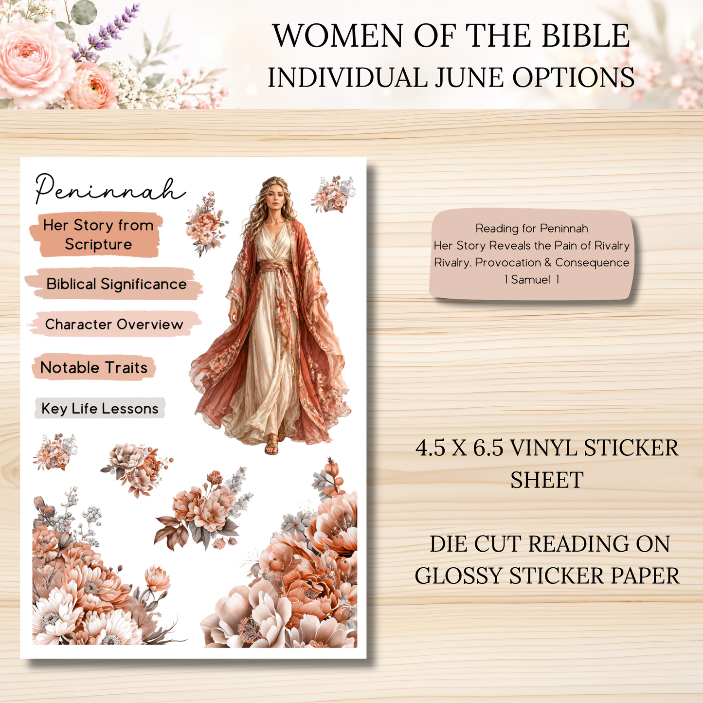 JUNE Women of the Bible Individual Sticker Sheet Options