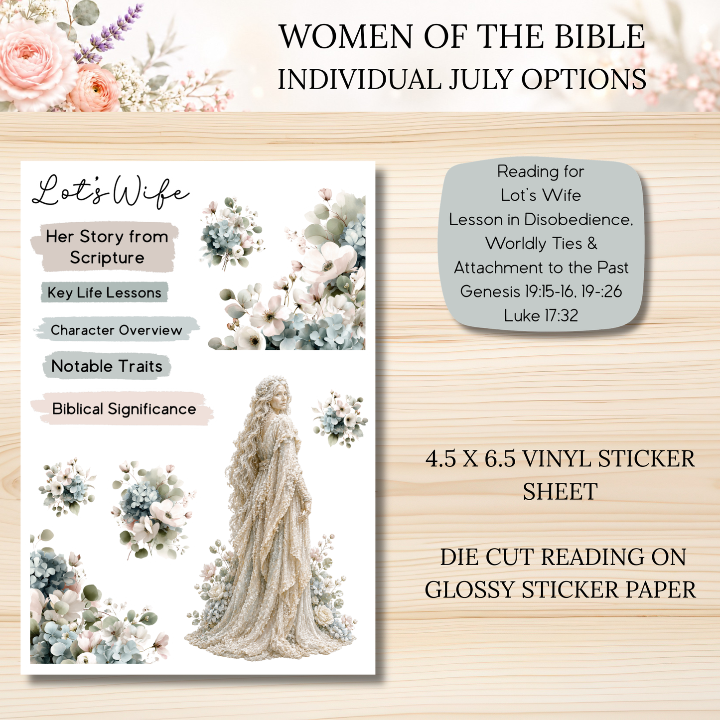 JULY Women of the Bible Individual Sticker Sheet Options