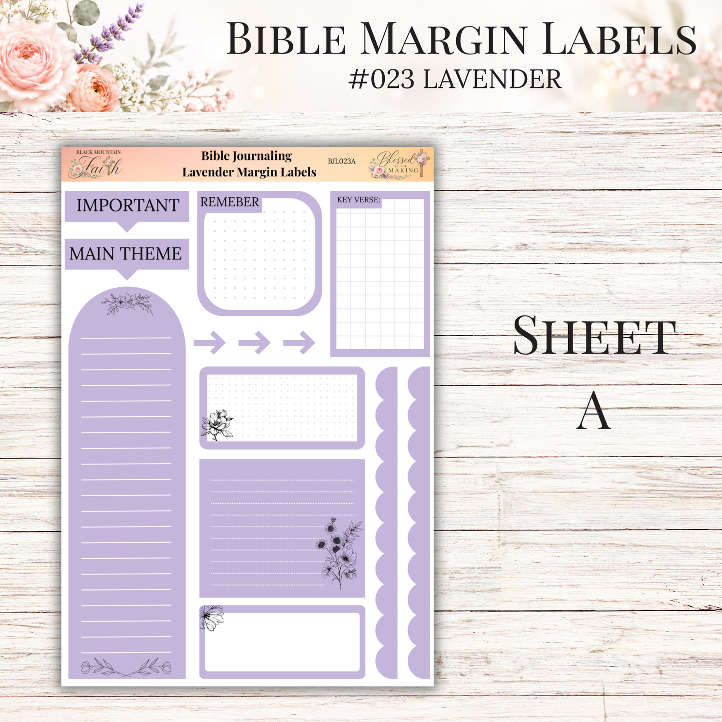 Bible Margin Labels #023 Lavender | Physical Sticker Sheets for Scripture Study