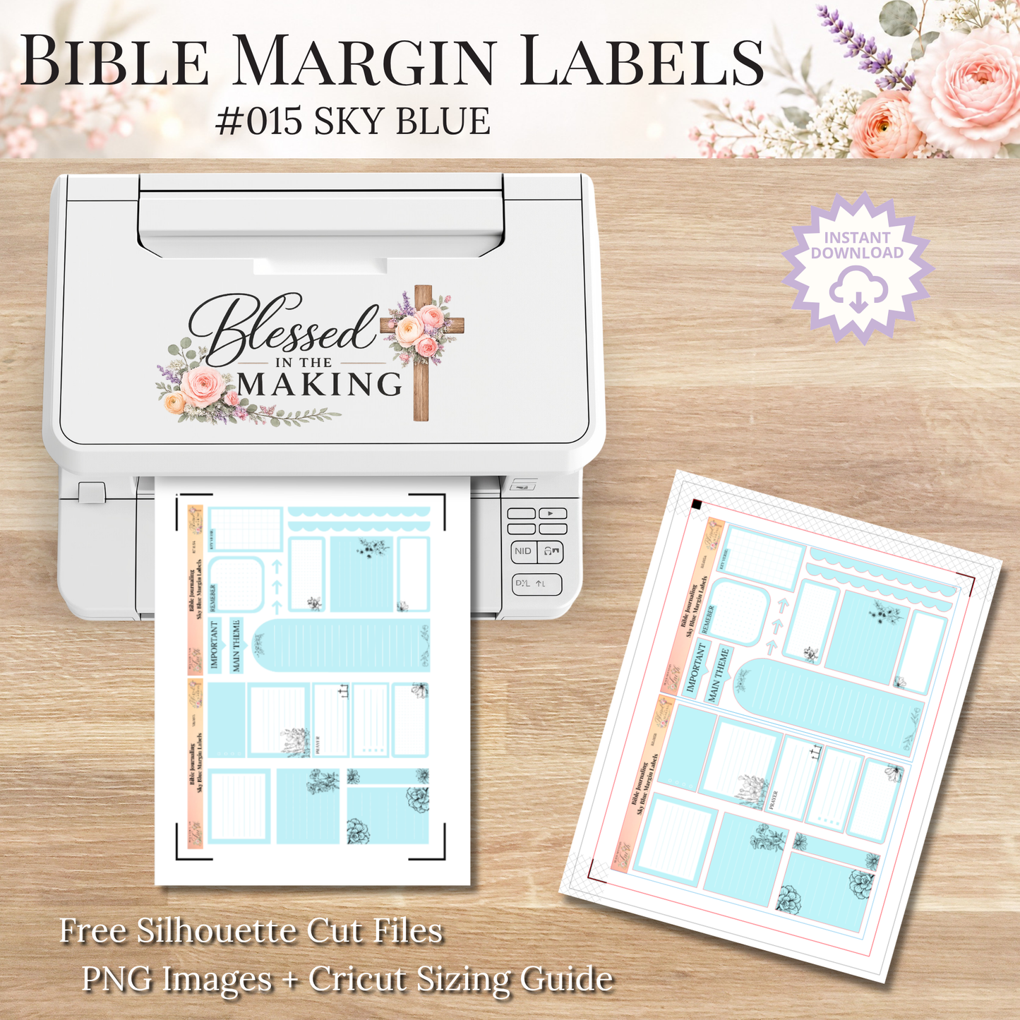 Bible Margin Labels 015 Sky Blue Print & Cut Bible Stickers