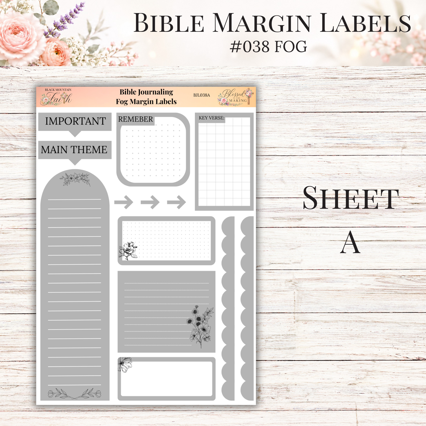 Bible Margin Labels #038 Fog | Physical Sticker Sheets for Scripture Study