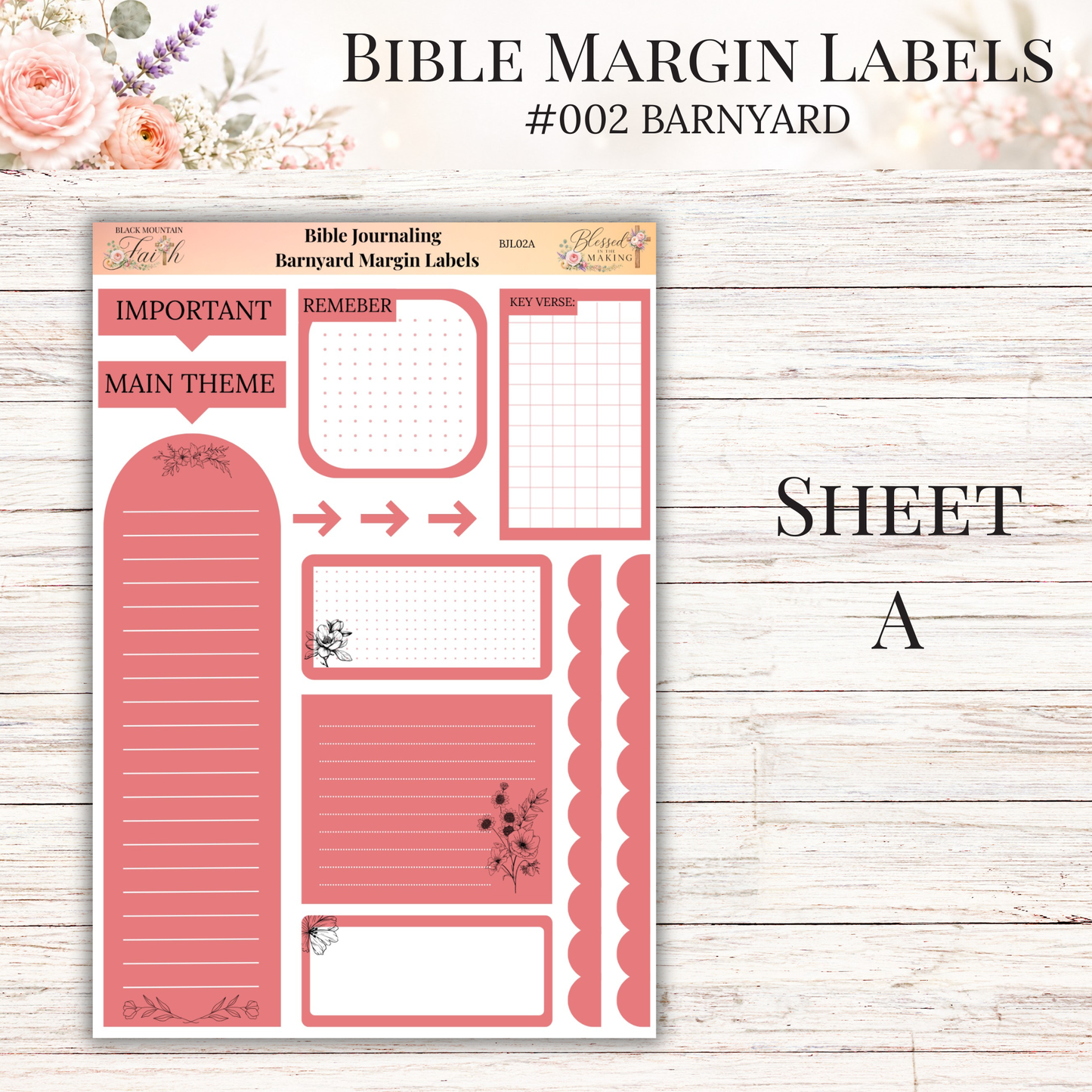 Bible Margin Labels #002 Barnyard | Physical Sticker Sheets for Scripture Study