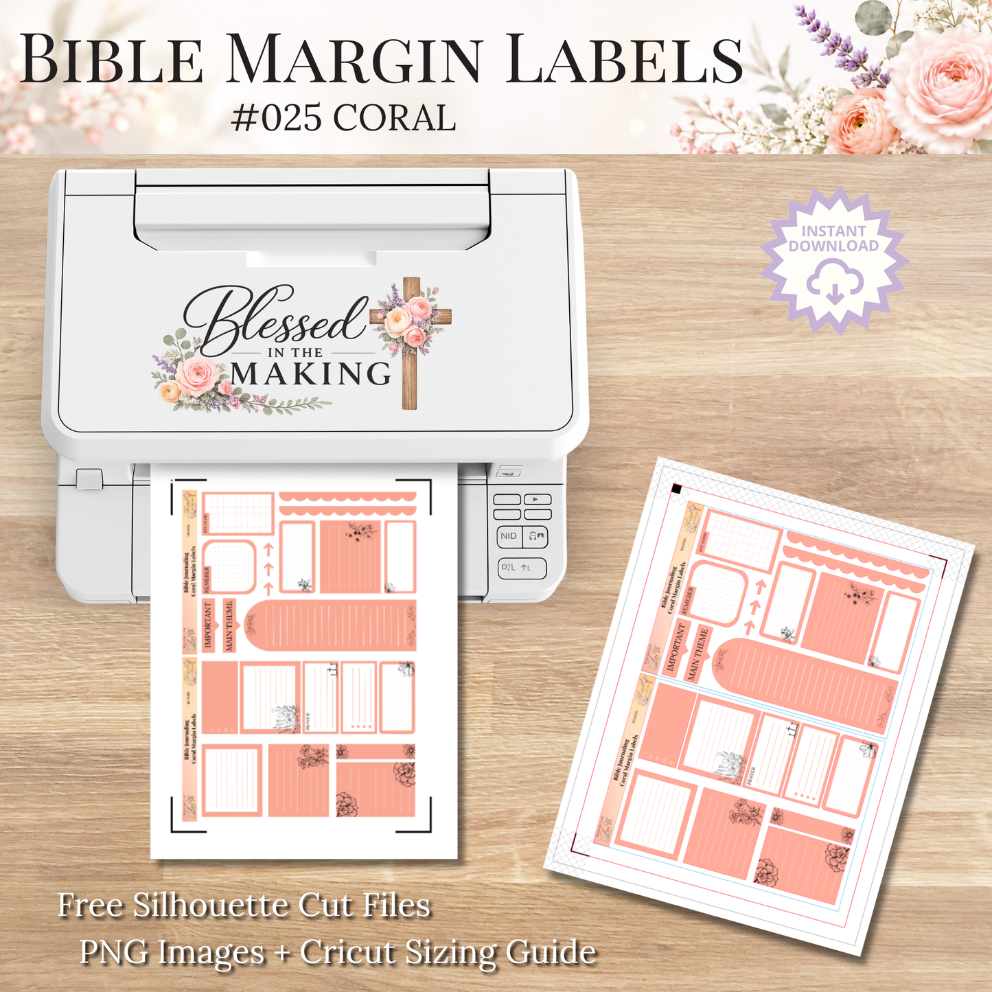 Bible Margin Labels 025 Coral Print & Cut Bible Stickers