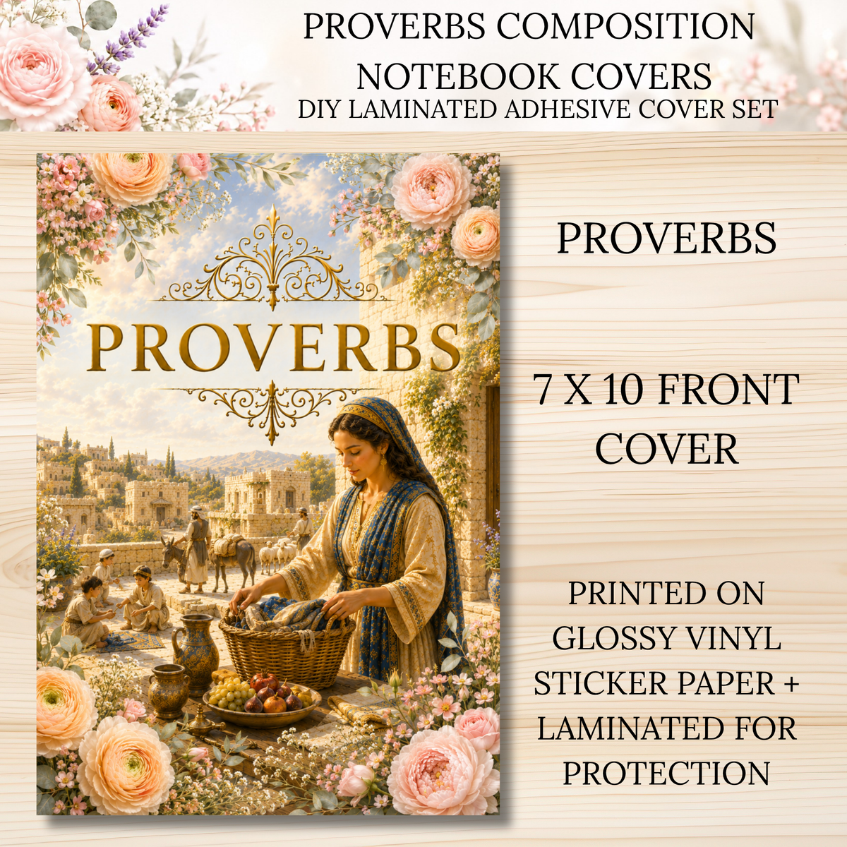 Proverbs Composition Notebook Covers | DIY Laminated Adhesive Cover Set