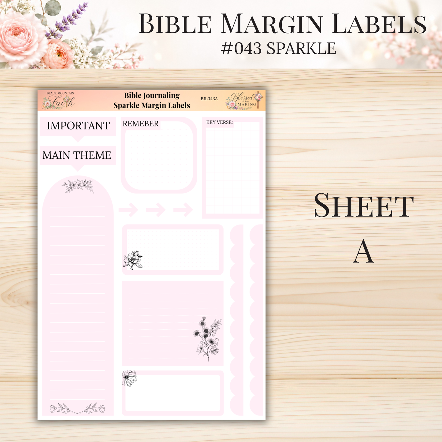 Bible Margin Labels #043 Sparkle | Physical Sticker Sheets for Scripture Study