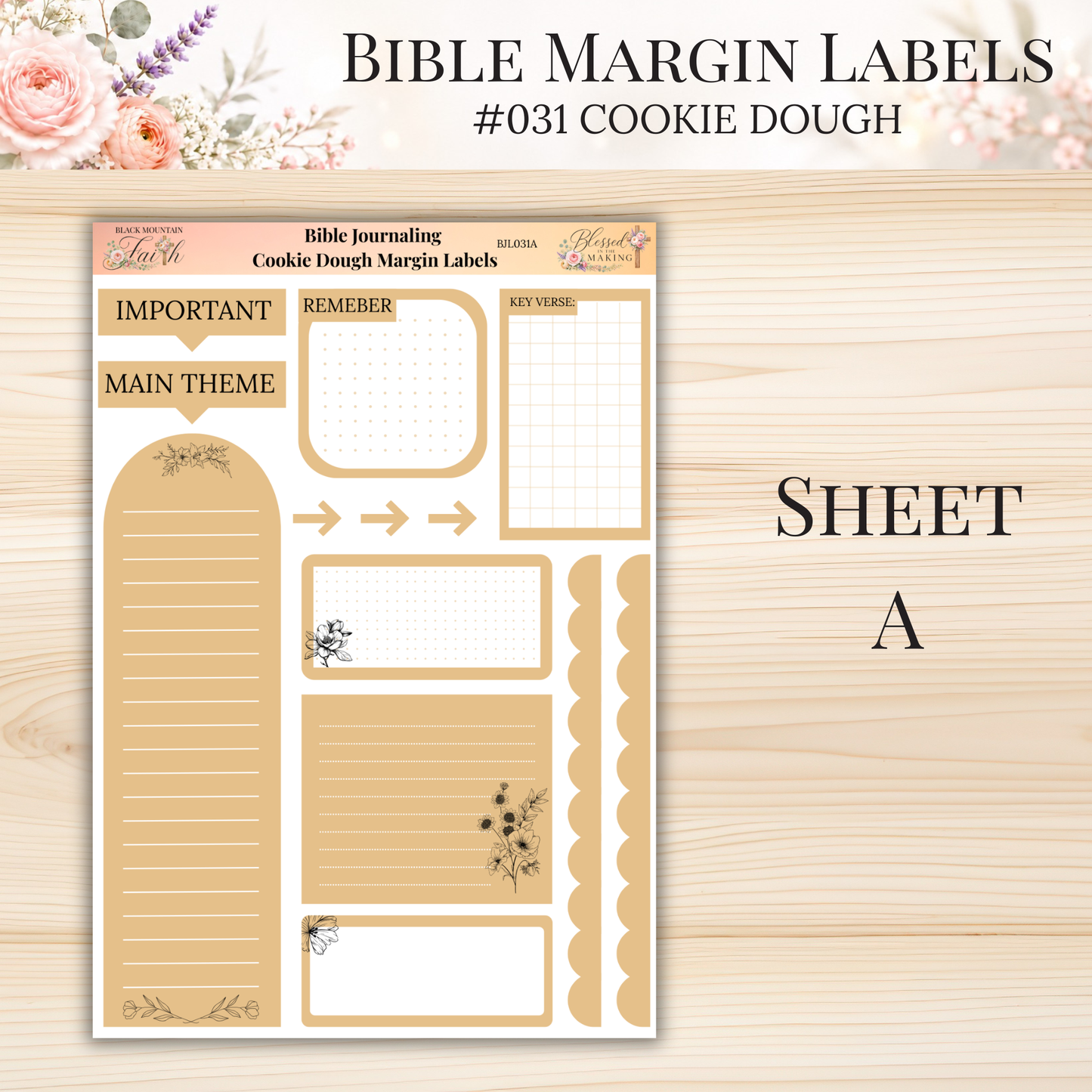 Bible Margin Labels #031 Cookie Dough | Physical Sticker Sheets for Scripture Study