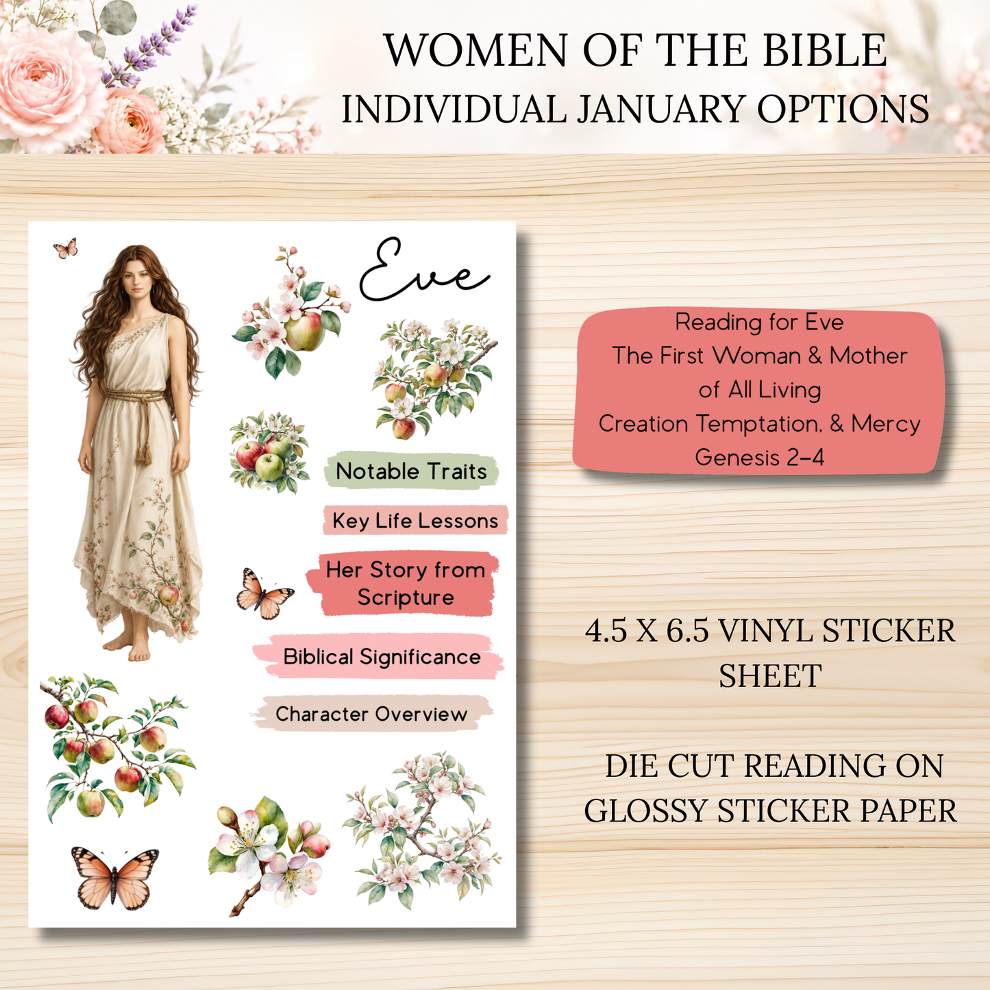 JANUARY Women of the Bible Individual Sticker Sheet Options