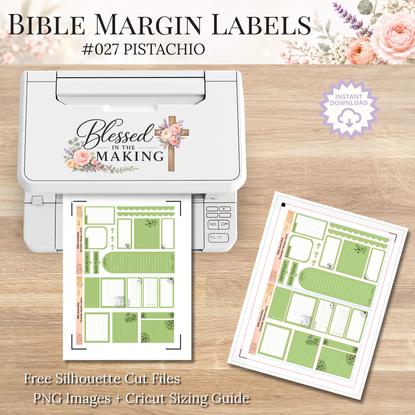 Bible Margin Labels 027 Pistachio Print & Cut Bible Stickers