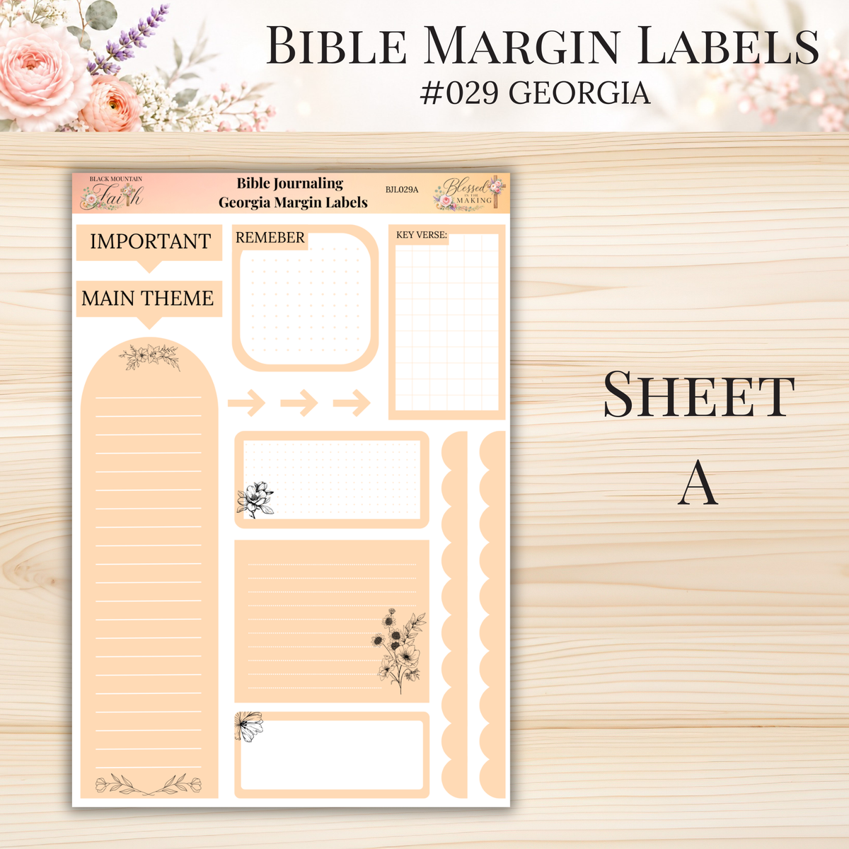 Bible Margin Labels #029 Georgia| Physical Sticker Sheets for Scripture Study