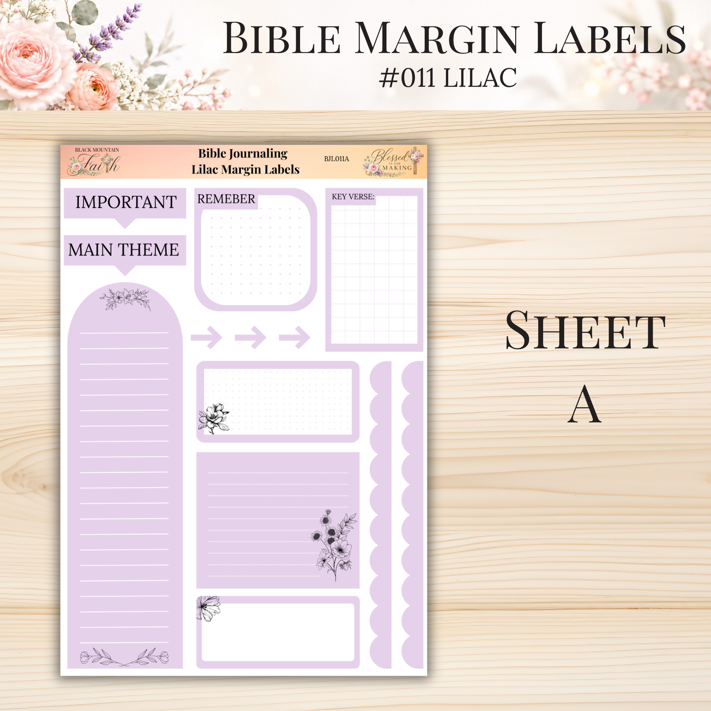 Bible Margin Labels #011 Lilac | Physical Sticker Sheets for Scripture Study