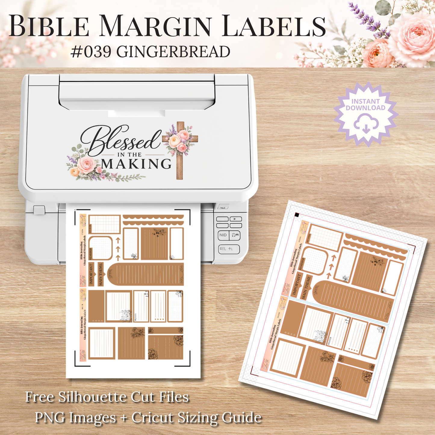 Bible Margin Labels 039 Gingerbread Print & Cut Bible Stickers