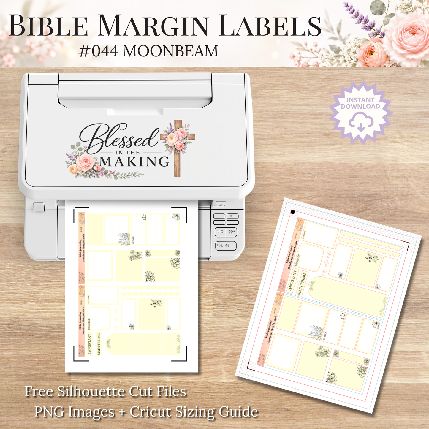 Bible Margin Labels 044 Moonbeam Print & Cut Bible Stickers