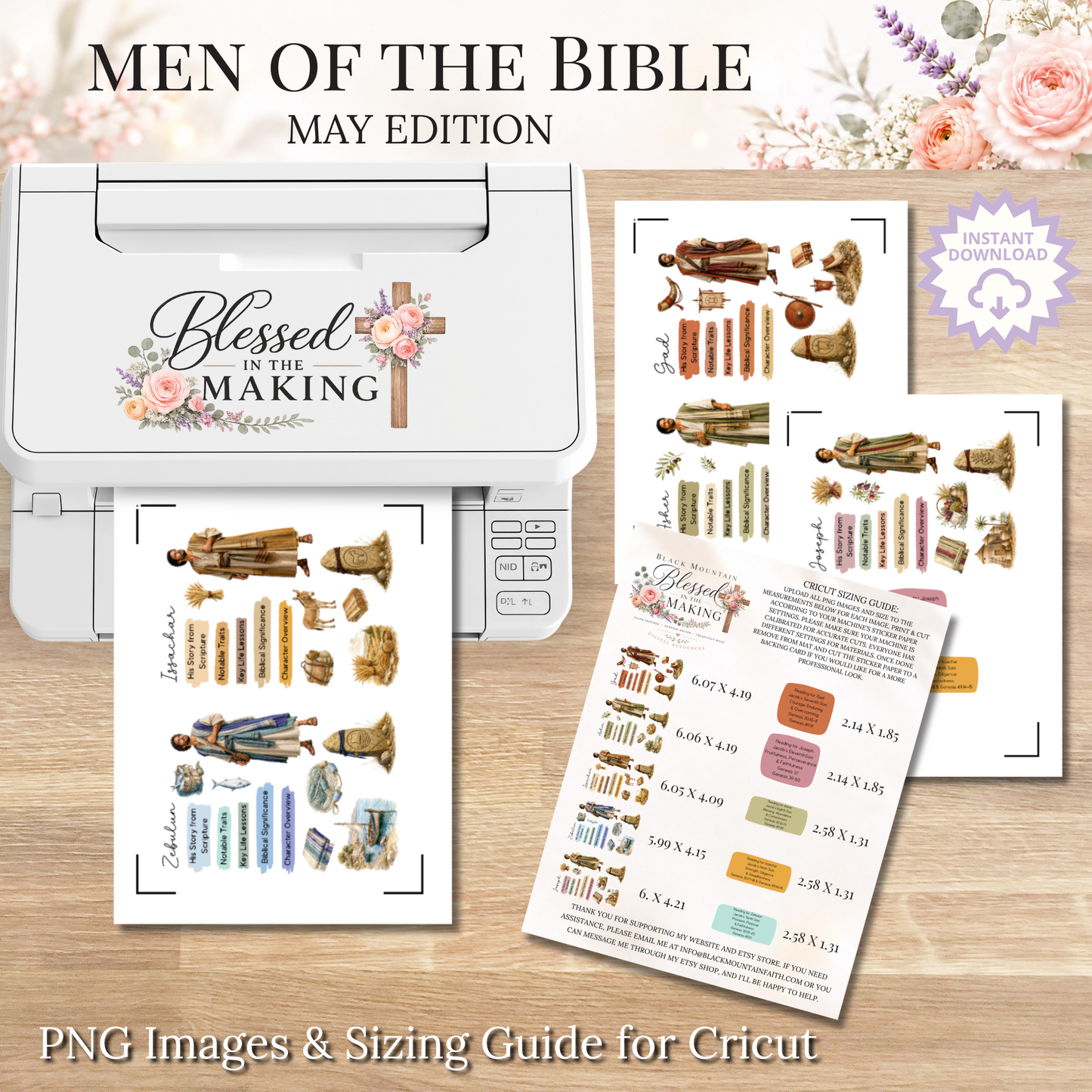 May Men of the Bible | Printable PDF | Cricut & Silhouette Files | Digital Stickers