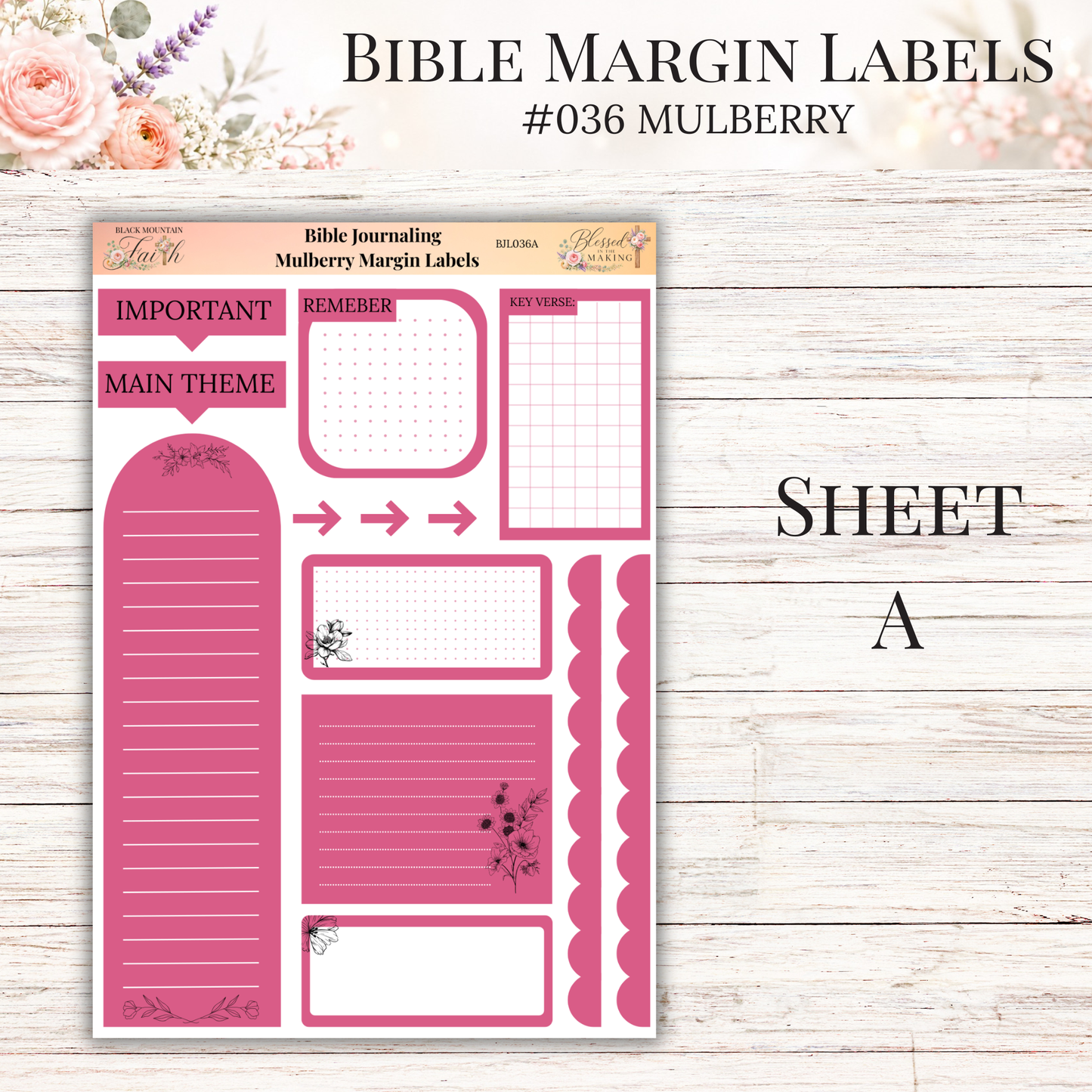 Bible Margin Labels #036 Mulberry | Physical Sticker Sheets for Scripture Study