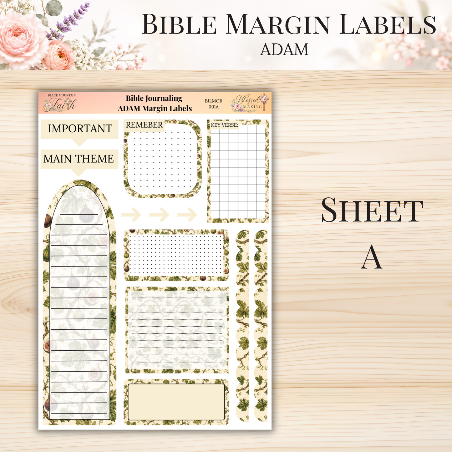 Bible Margin Labels ADAM | Physical Sticker Sheets for Scripture Study