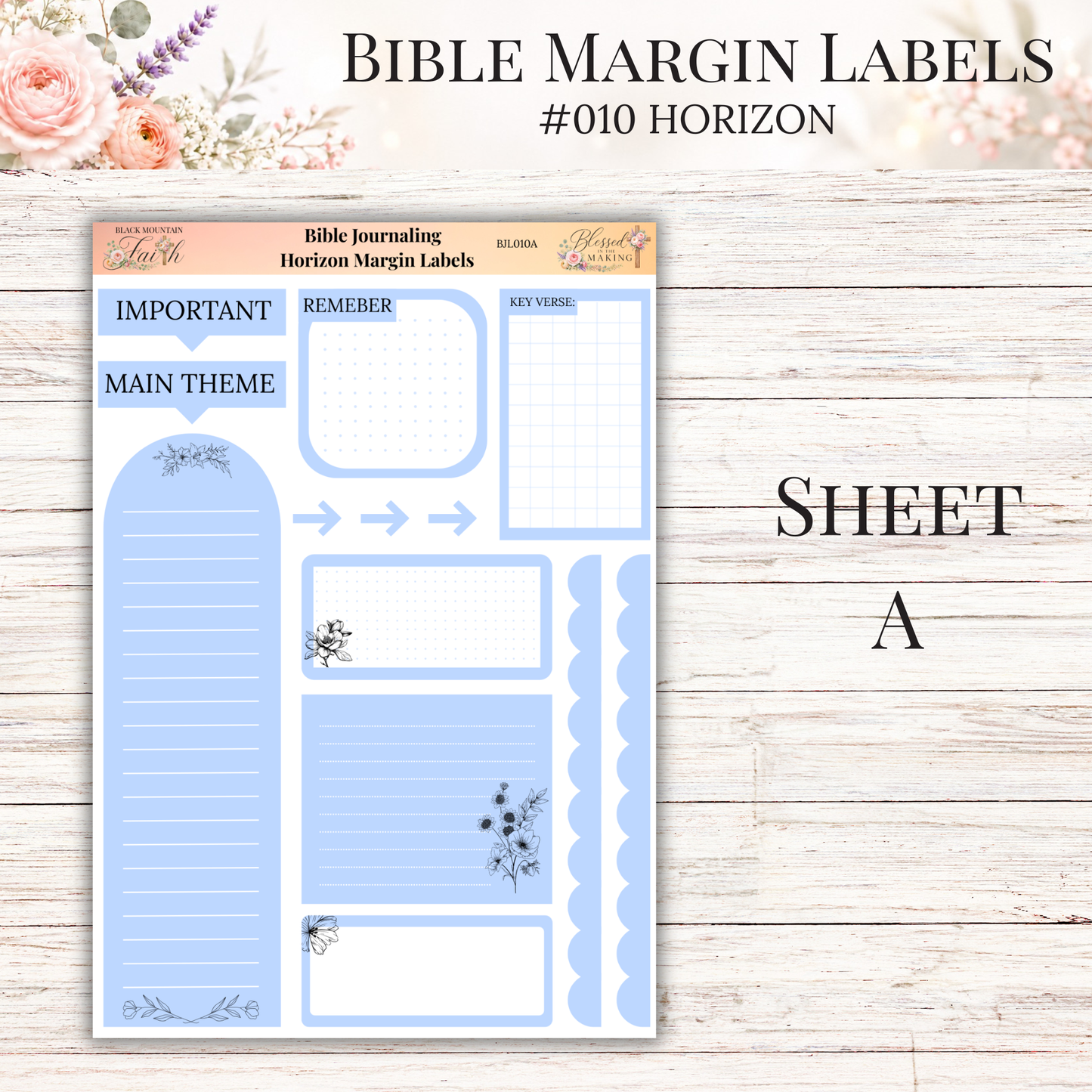 Bible Margin Labels #010 Horizon | Physical Sticker Sheets for Scripture Study