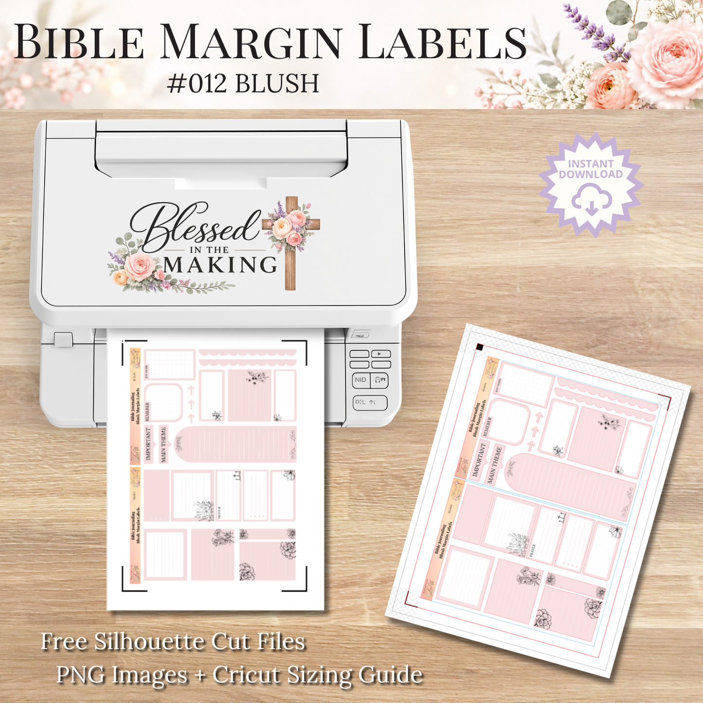 Bible Margin Labels 012 Blush Print & Cut Bible Stickers