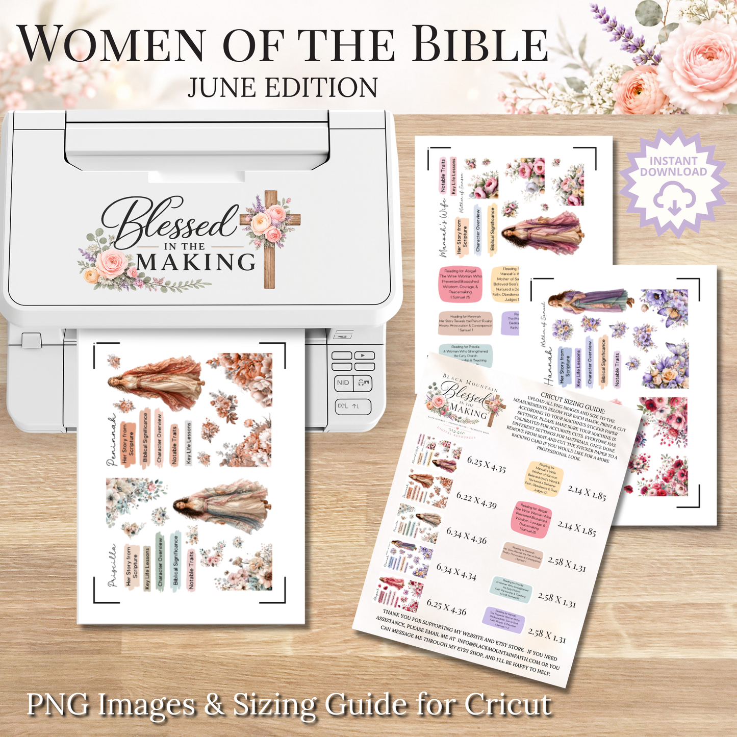 June Women of the Bible | Printable PDF | Cricut & Silhouette Files | Digital Stickers