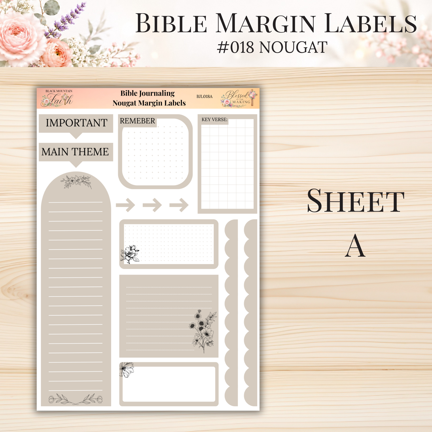 Bible Margin Labels #018 Nougat | Physical Sticker Sheets for Scripture Study