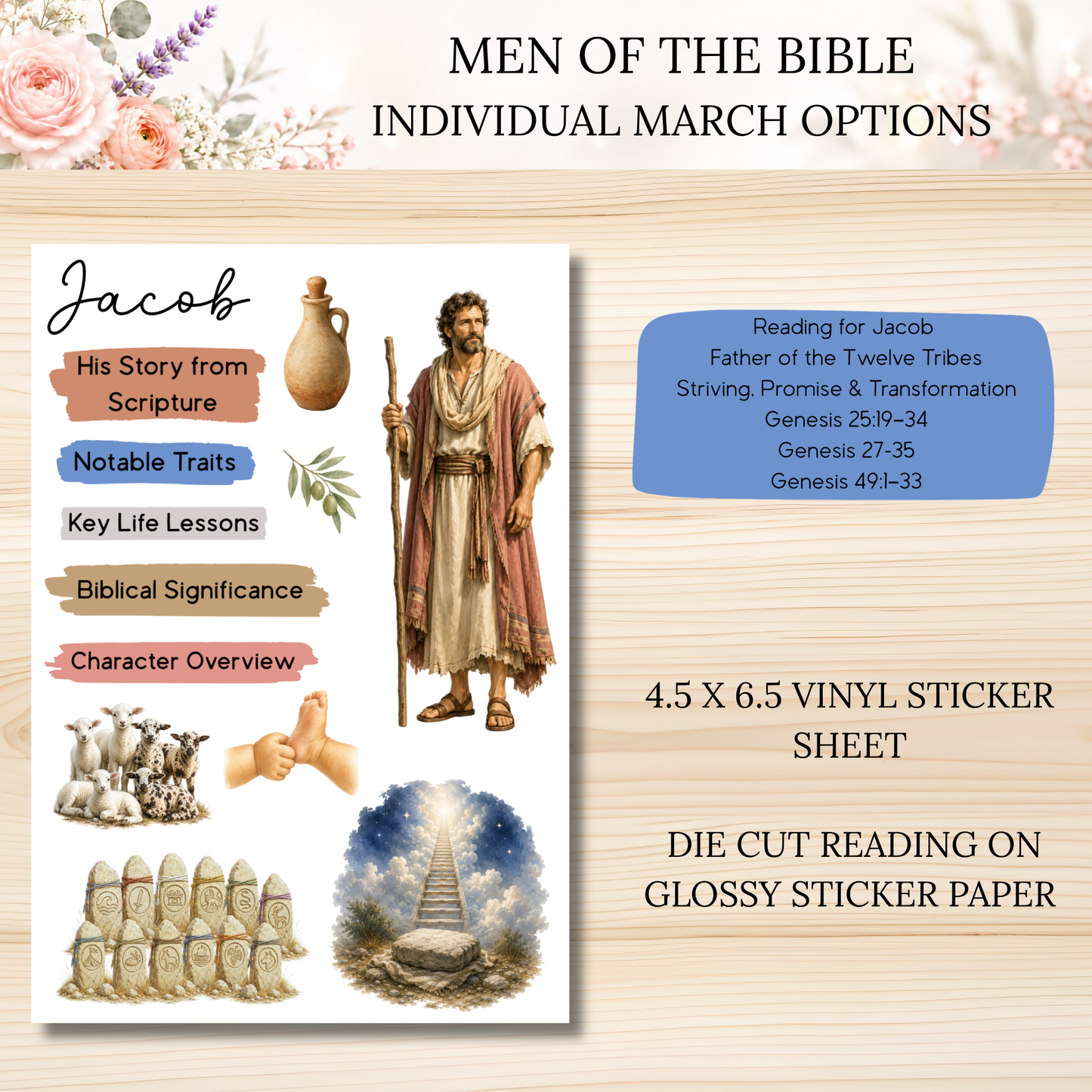 MARCH Men of the Bible Individual Sticker Sheet Options