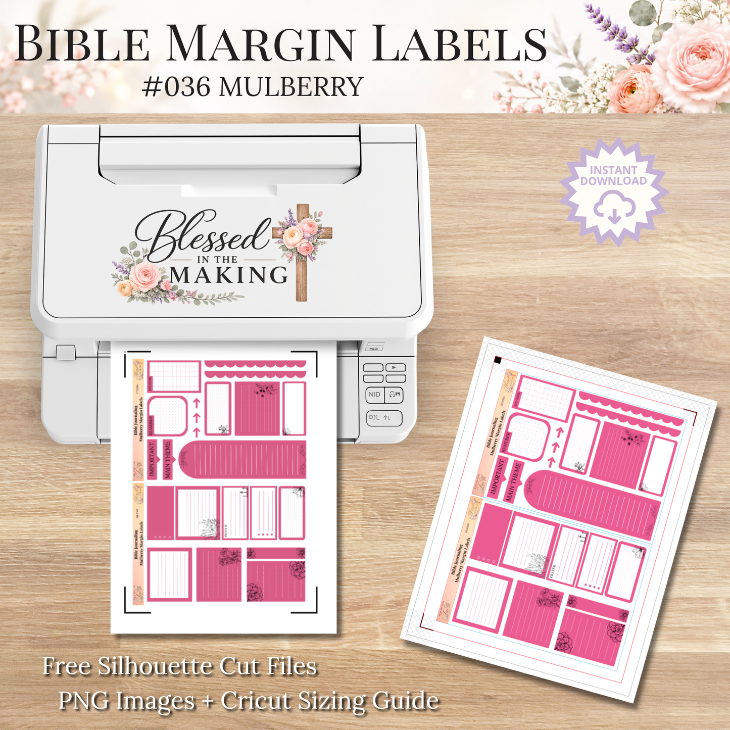 Bible Margin Labels 036 Mulberry Print & Cut Bible Stickers