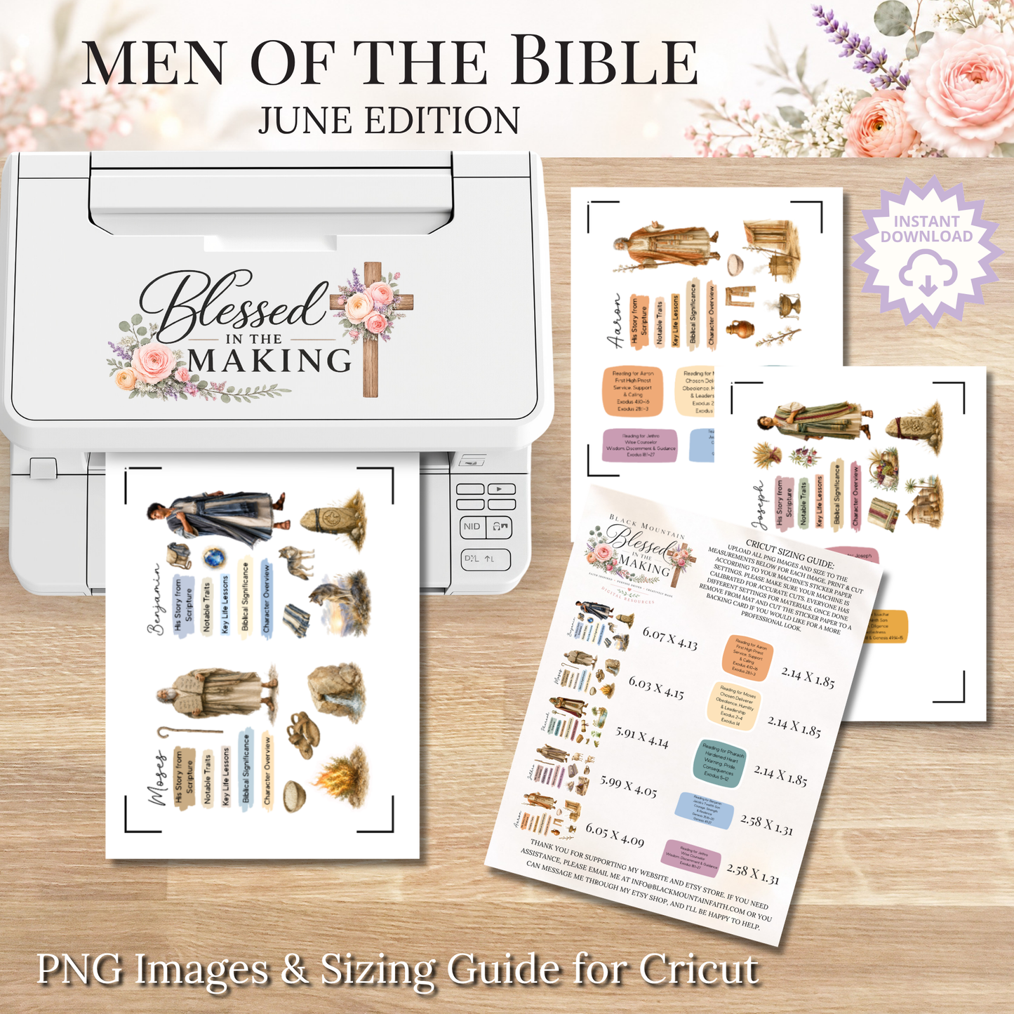 June Men of the Bible | Printable PDF | Cricut & Silhouette Files | Digital Stickers