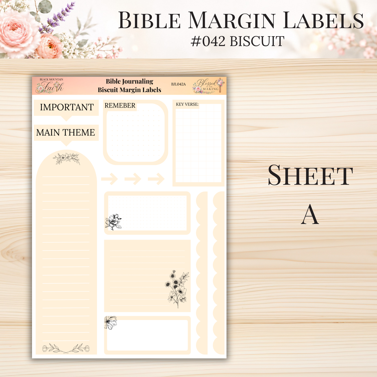 Bible Margin Labels #042 Biscuit | Physical Sticker Sheets for Scripture Study