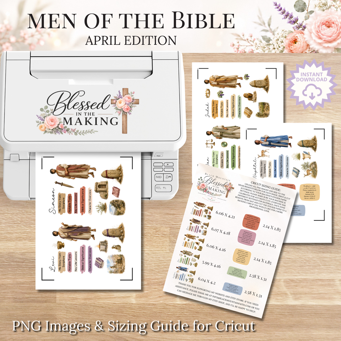 April Men of the Bible | Printable PDF | Cricut & Silhouette Files | Digital Stickers