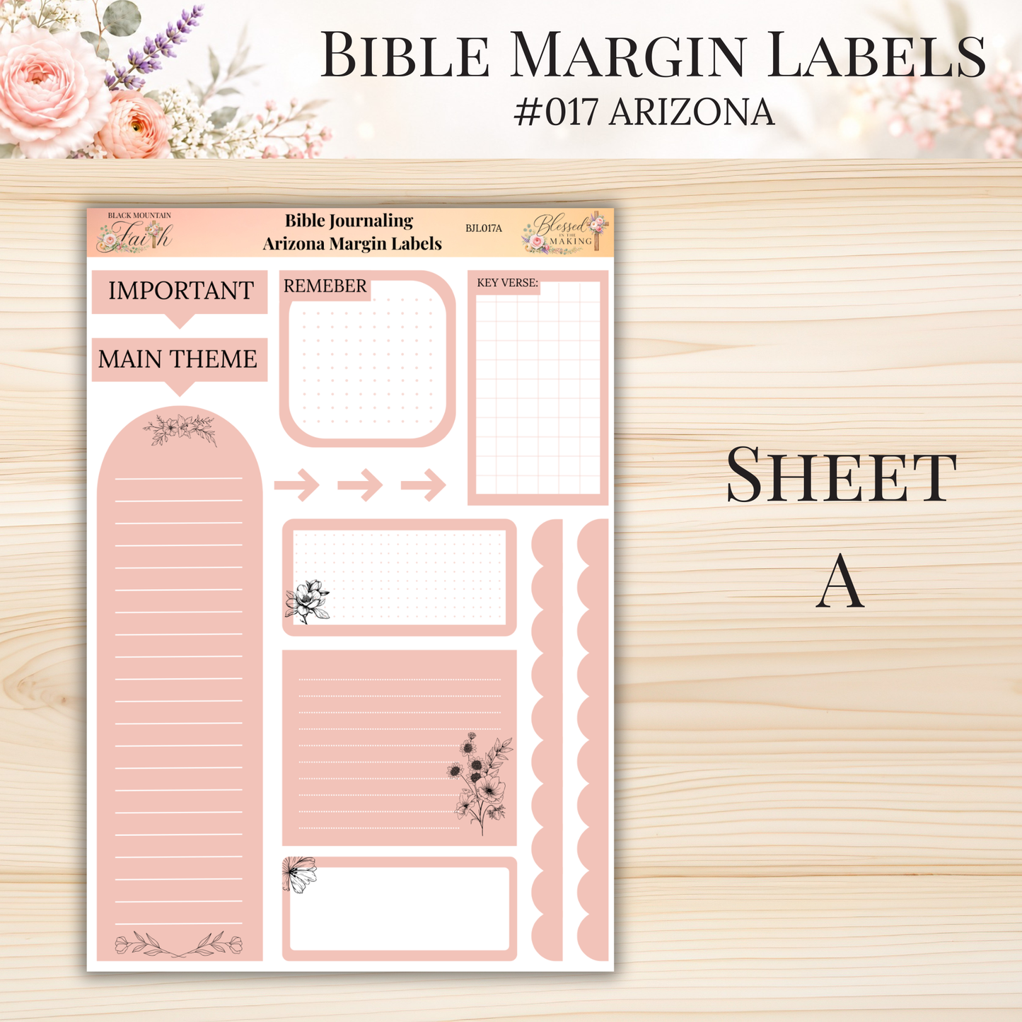 Bible Margin Labels #017 Arizona | Physical Sticker Sheets for Scripture Study