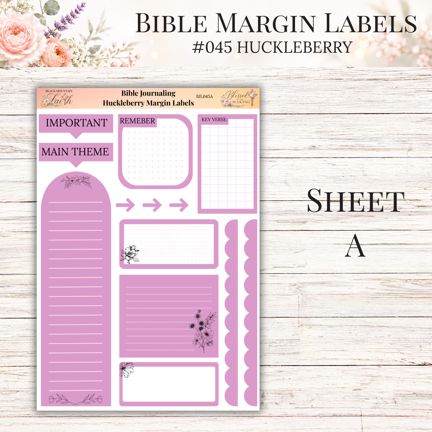 Bible Margin Labels #045 Huckleberry | Physical Sticker Sheets for Scripture Study