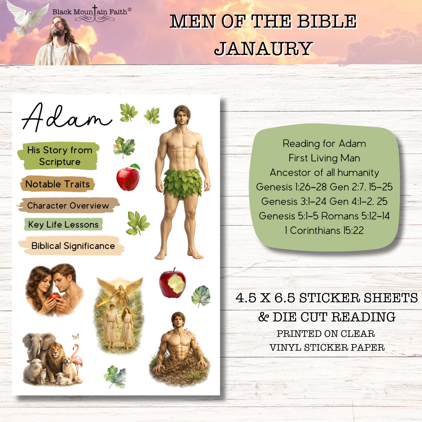 JANUARY Men of the Bible Snail Mail Stickers Stand Alone Listing