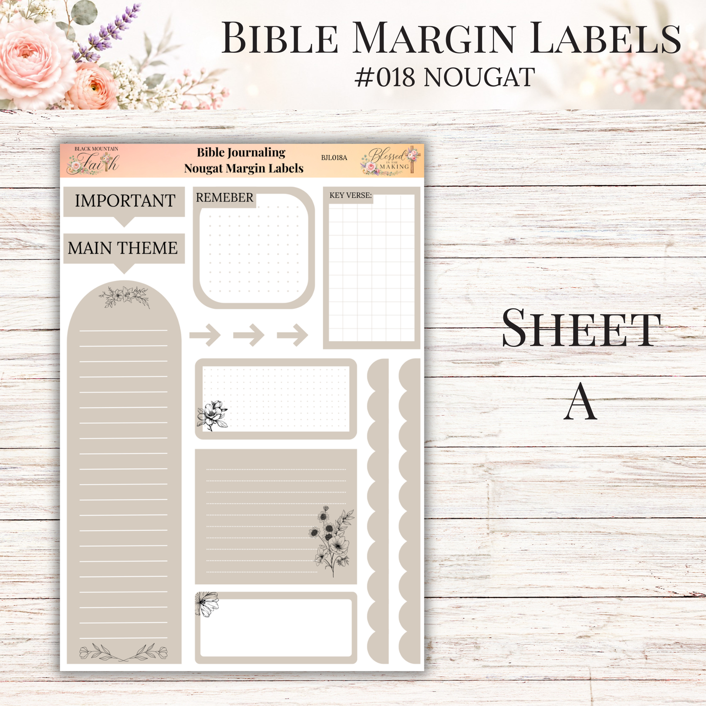 Bible Margin Labels #018 Nougat | Physical Sticker Sheets for Scripture Study