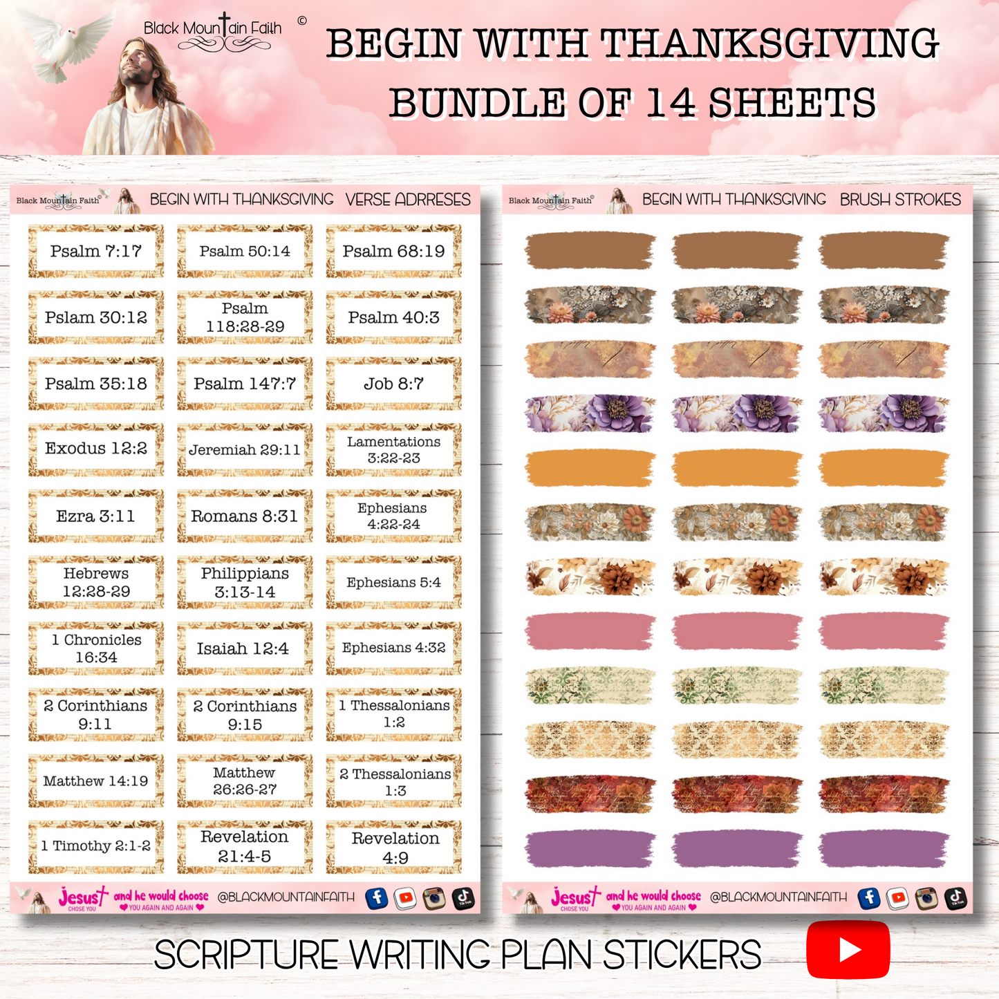 BUNDLE Begin with Thanksgiving Scripture Writing Plan Stickers