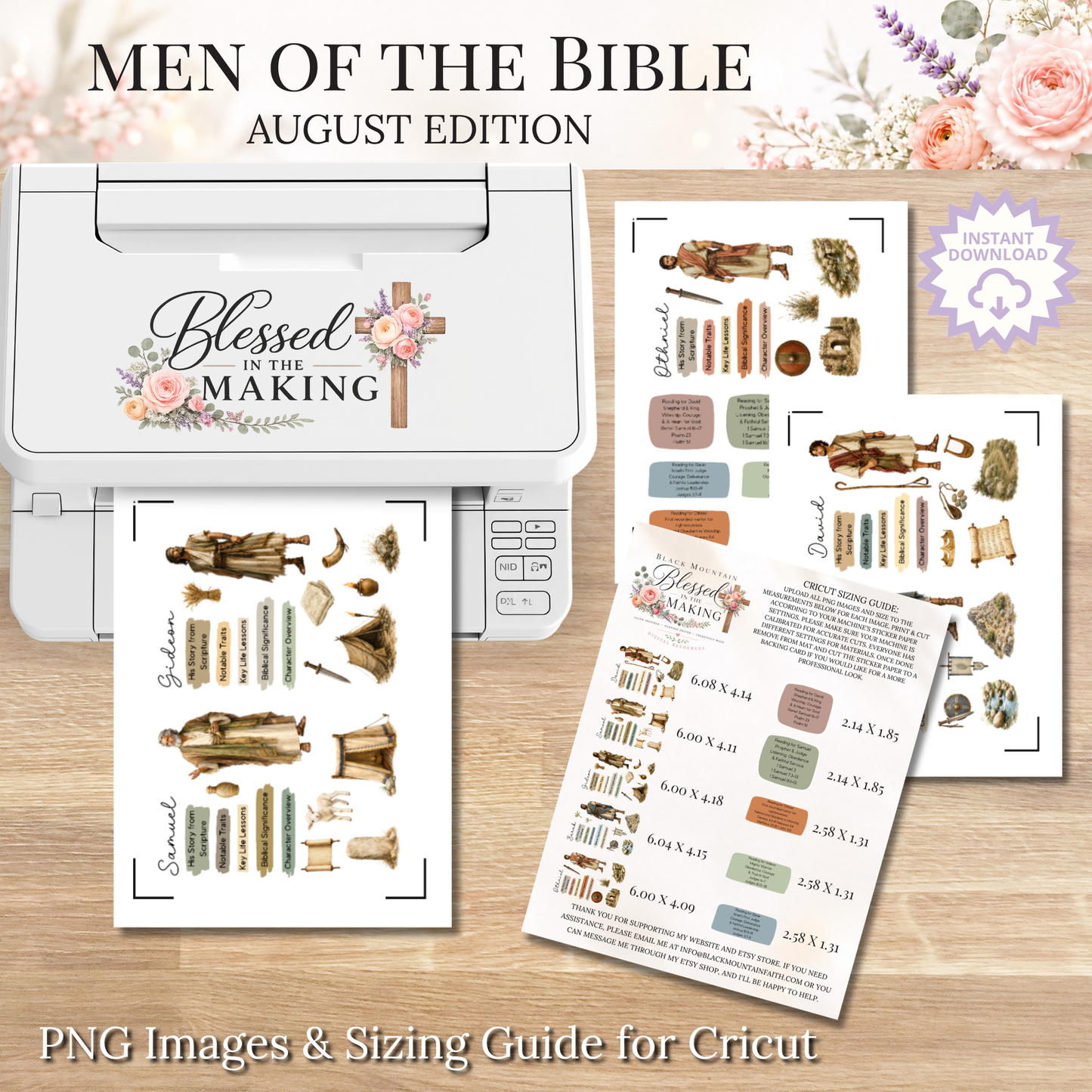 August Men of the Bible | Printable PDF | Cricut & Silhouette Files | Digital Stickers