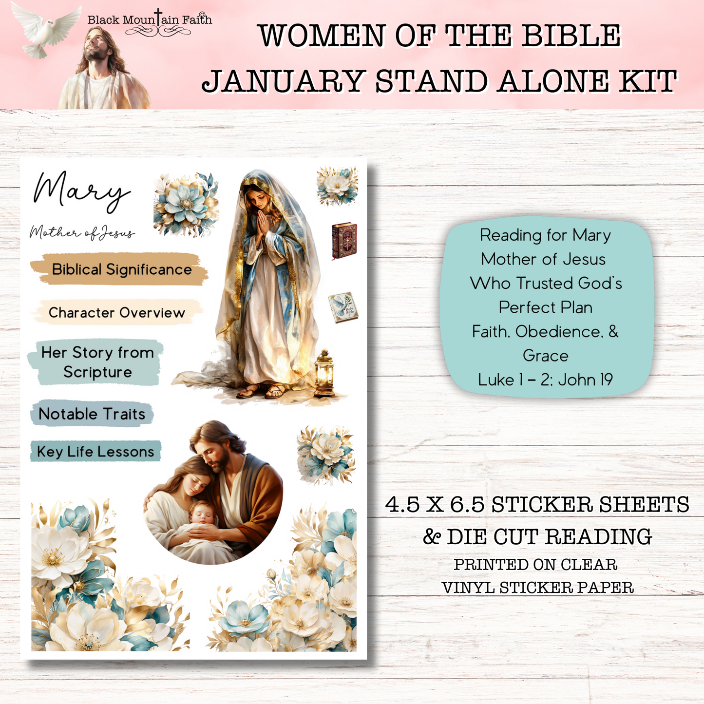 Women of the Bible Snail Mail Stickers JANUARY EDITION Stand Alone Listing